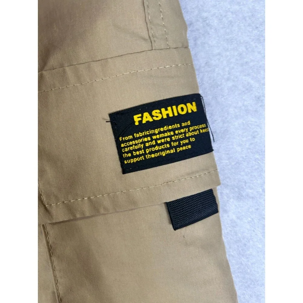 SHEIN Mens Cargo Jogger Pants Khaki Size M Utility Tactical Pockets Elastic Wais